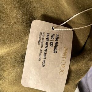 Jimmy Choo Ana Hobo Caper Green and Light Gold